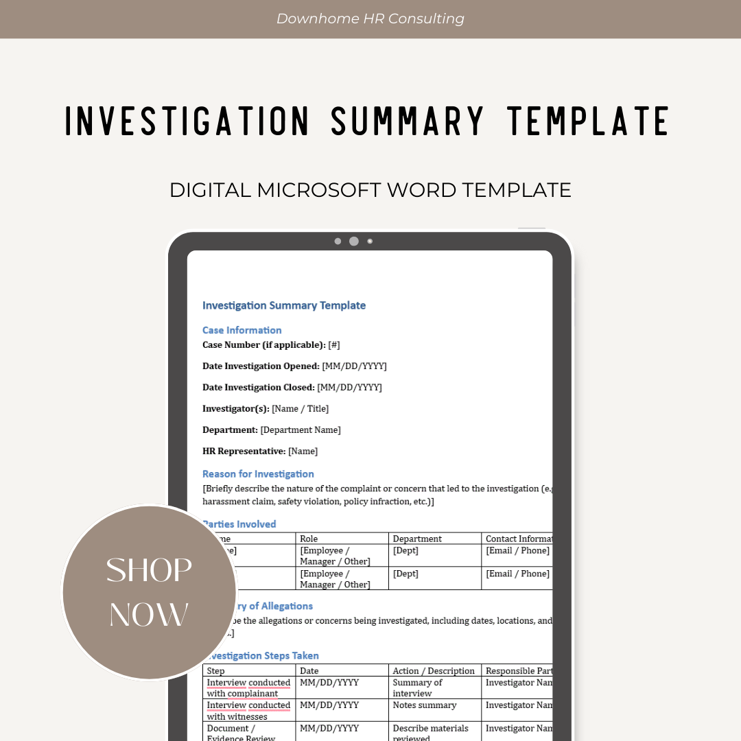Investigation Summary Template