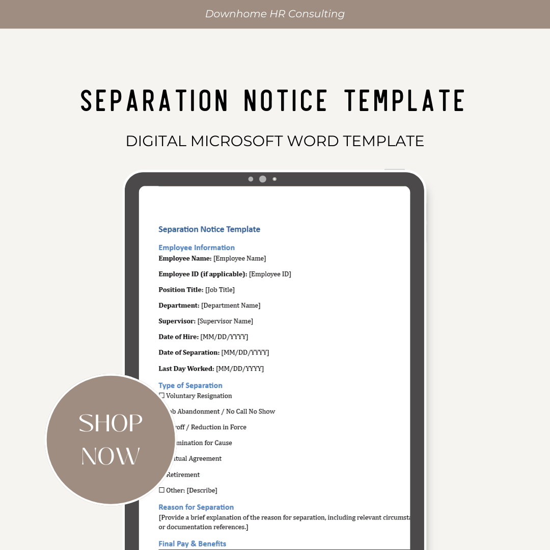 Separation Notice Template