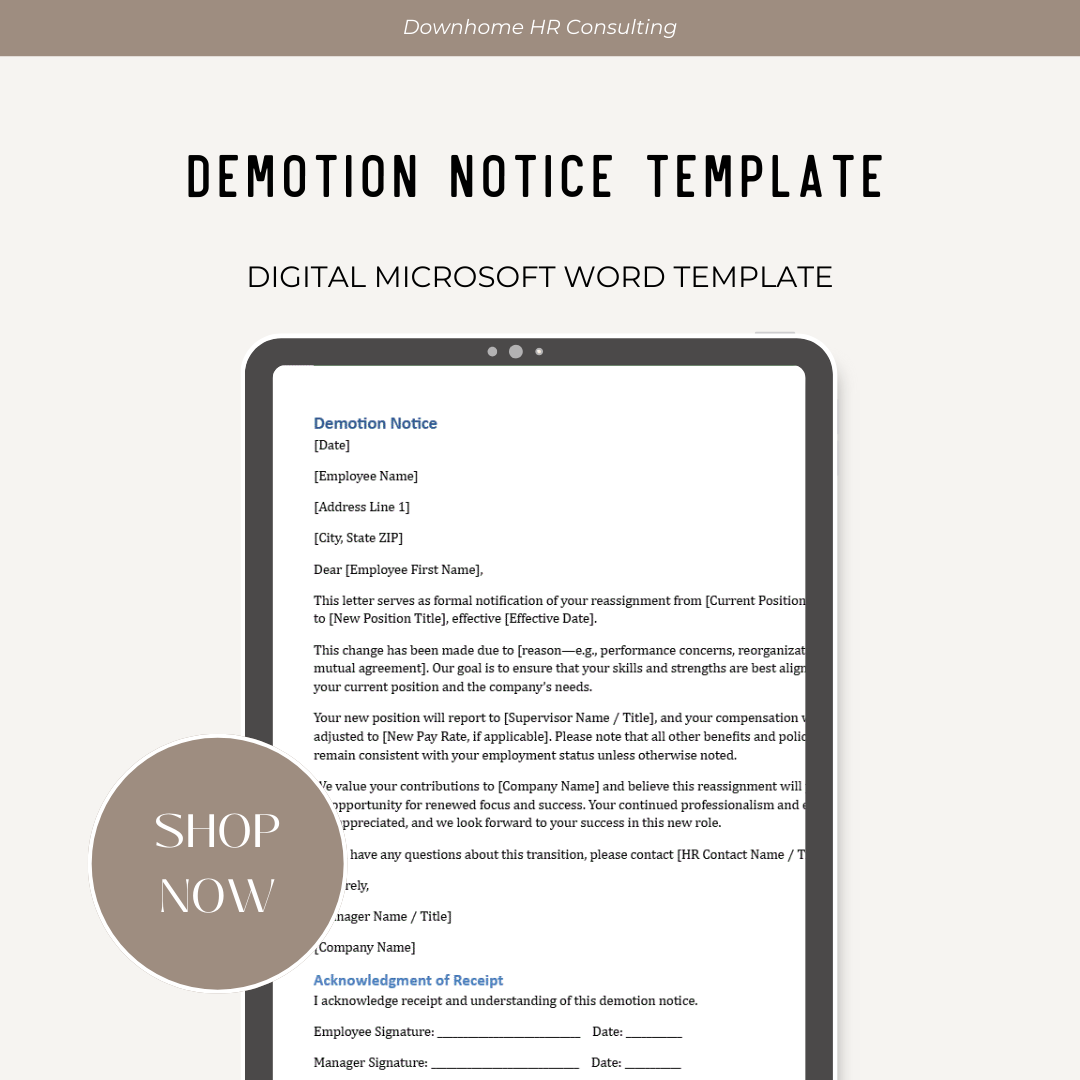 Demotion Notice Template