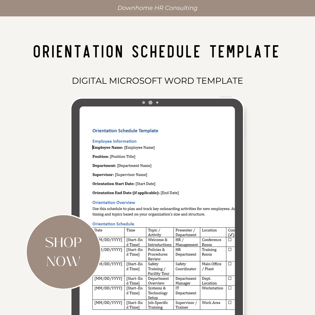 Orientation Schedule Template
