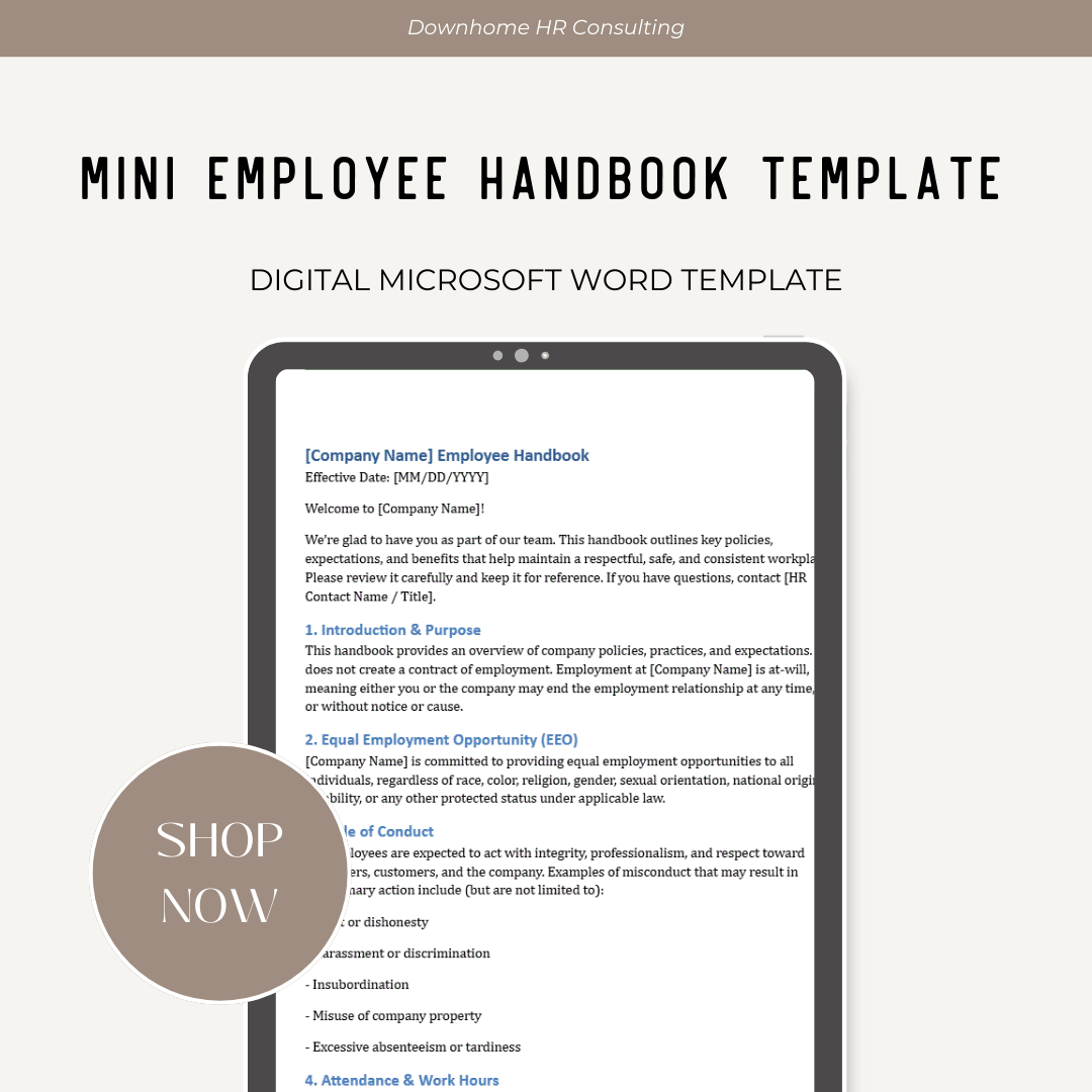 Mini Employee Handbook Template