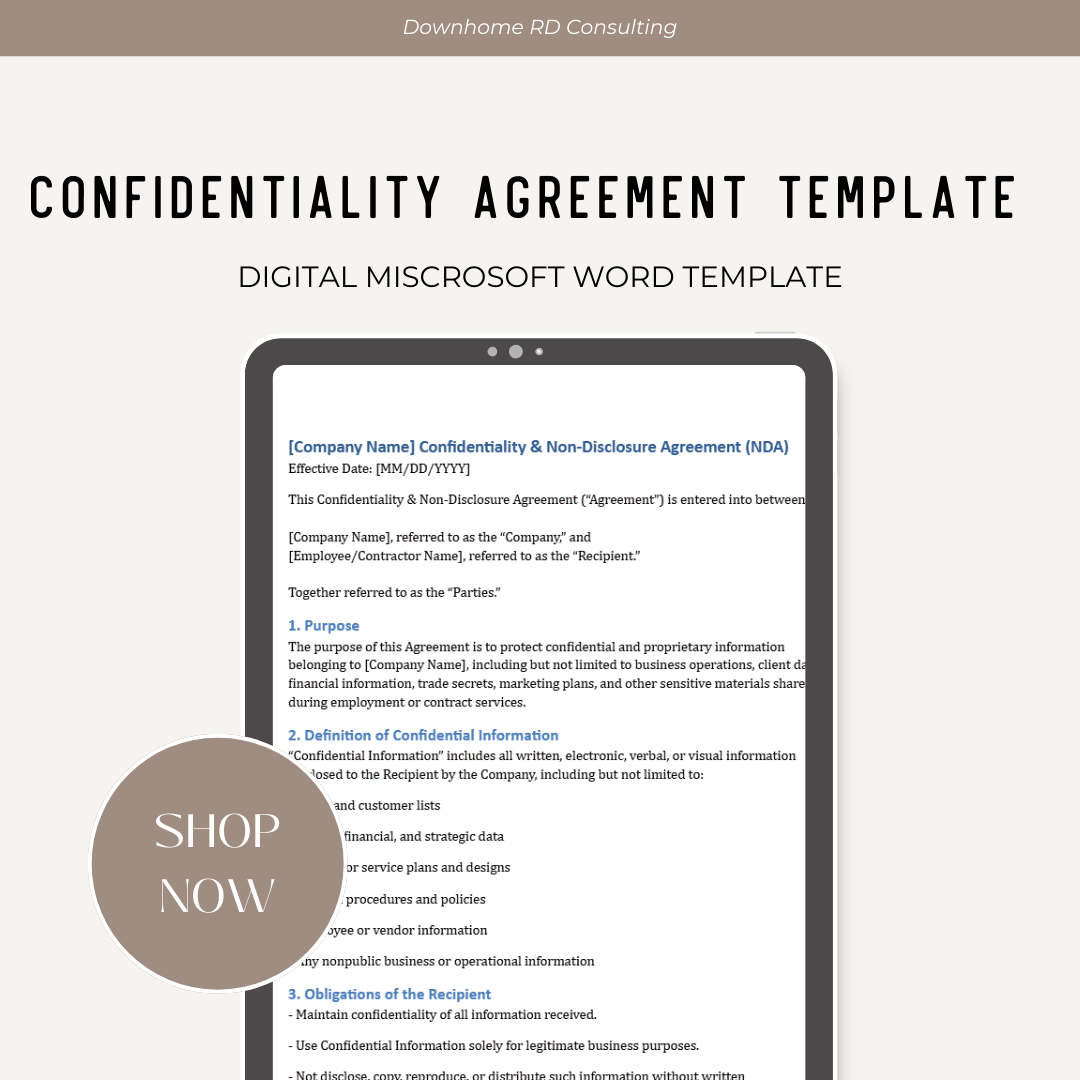 Confidentiality Agreement Template