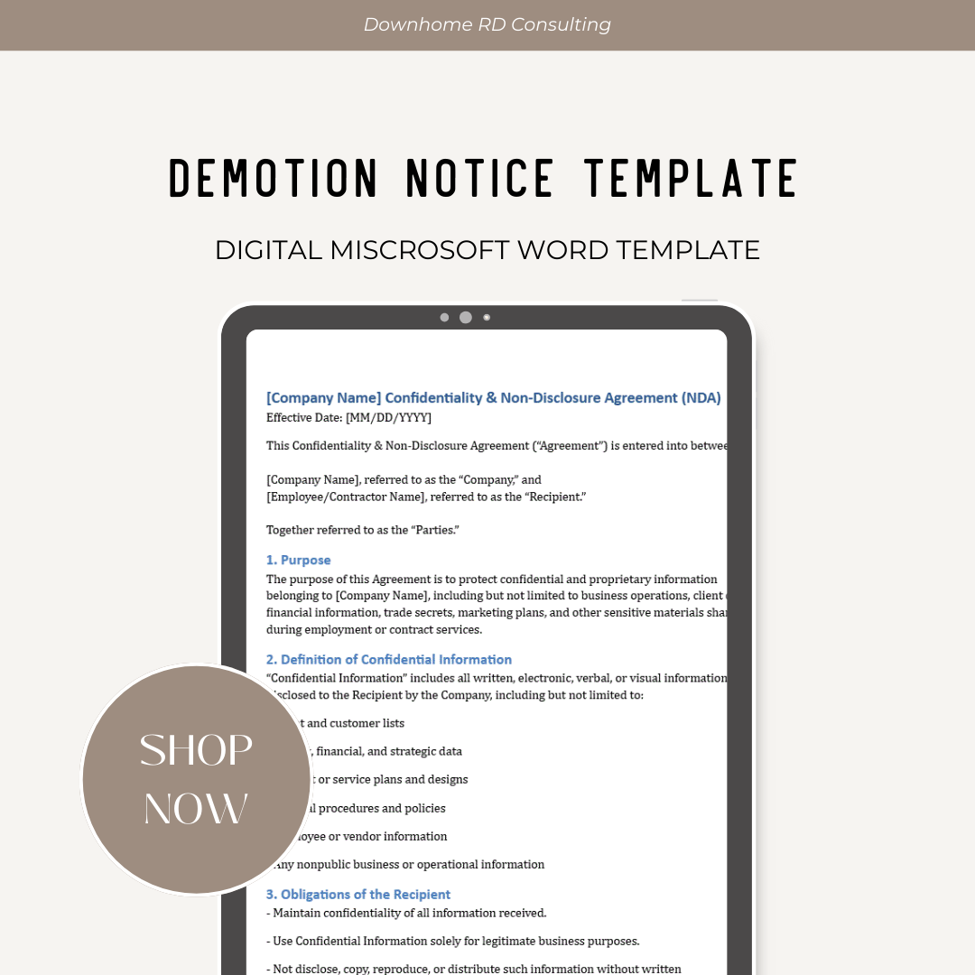 Demotion Notice Template